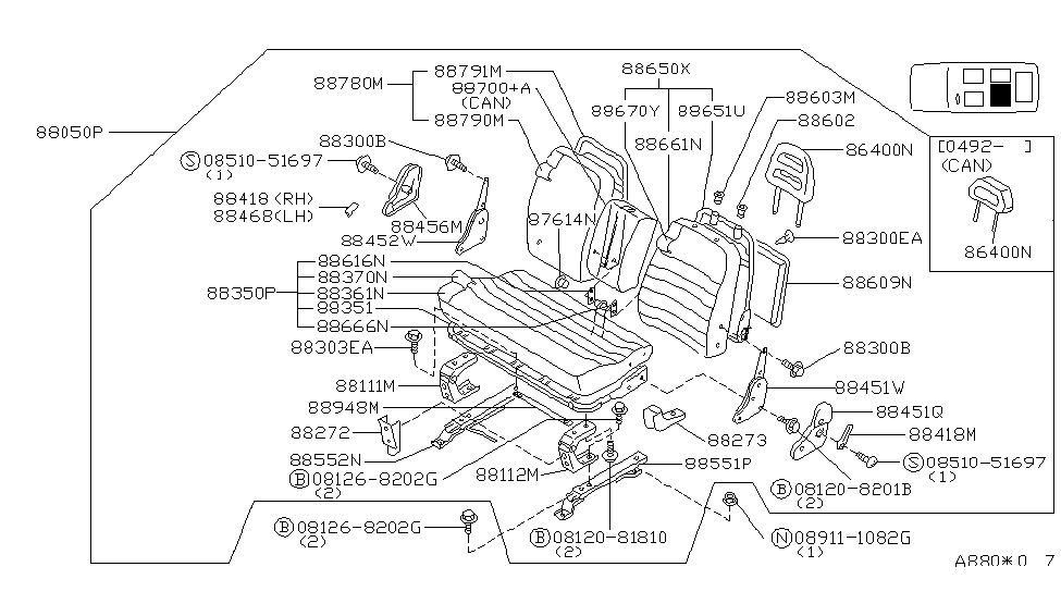 Nissan 88273-32R10 Cover-2NC Seat Leg,L Front