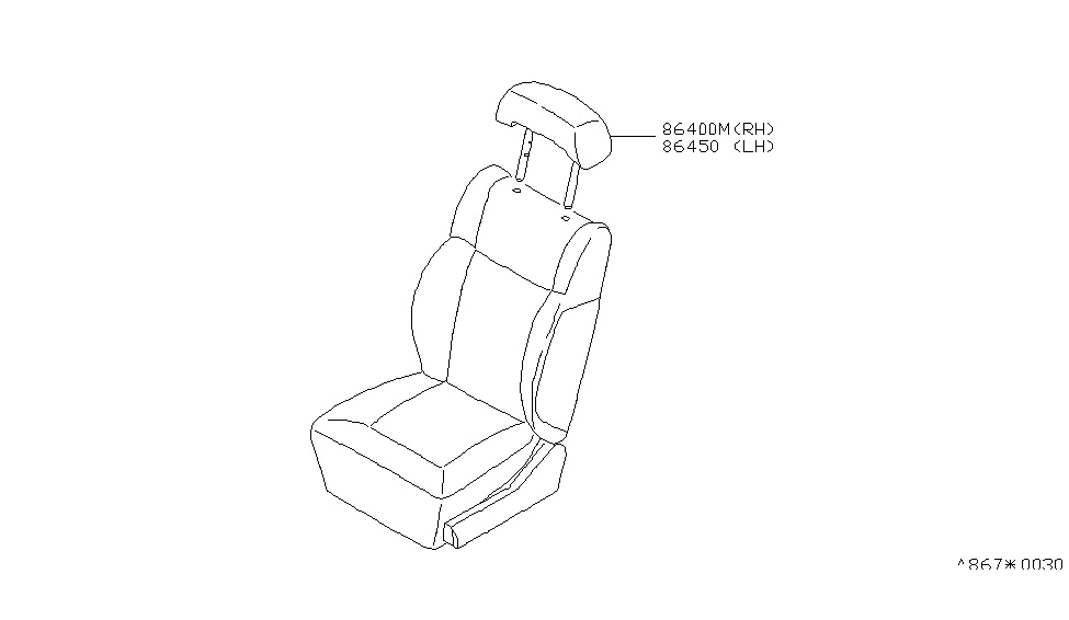 Nissan 86400-21P06 HEADREST-Assembly Front Seat RH