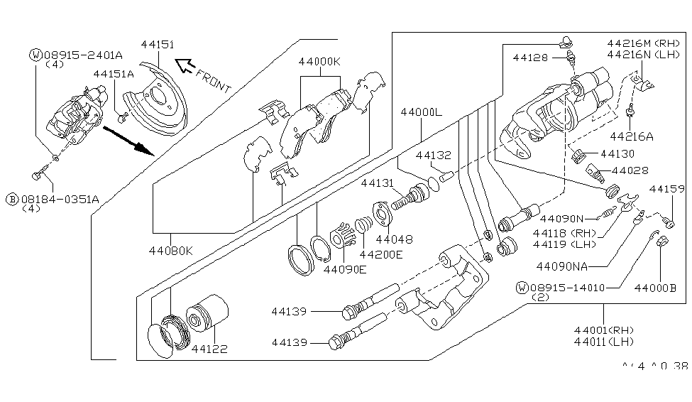 Nissan 44196-58Y00 Guide-Adjust Cable,LH