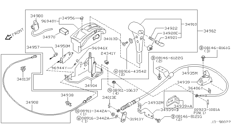Nissan 34938-0W700 Bracket-Cable Mounting
