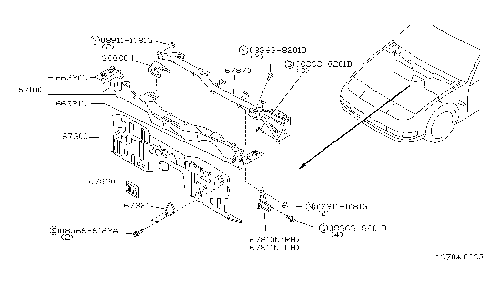Nissan 67820-30P00 Stay Assembly-Steering Mount