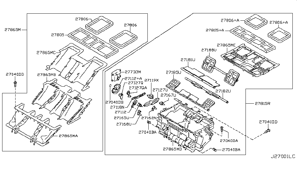 Nissan 27865-1JB4A Adapter-Center Vent & DEFROST