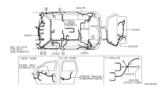 2009 Nissan Quest Harness-Main Diagram for 24010-ZS73B