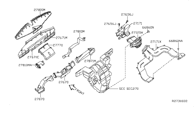 2004 Nissan Quest Duct-Foot Diagram for 27836-5Z000