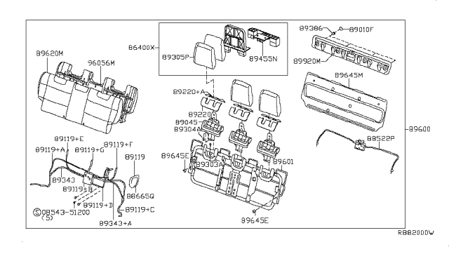 2009 Nissan Quest Hook-3RD Seat Diagram for 89610-ZM00B