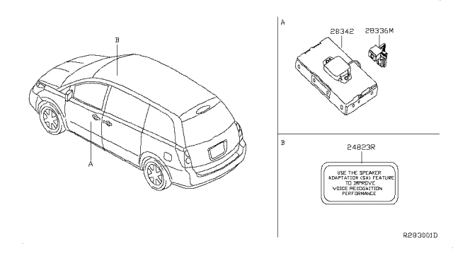 2008 Nissan Quest Adapter Assy-Telephone Diagram for 28342-ZM70E