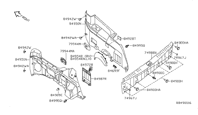 2007 Nissan Quest Plate-Kicking,Tail Gate Diagram for 84990-5Z002