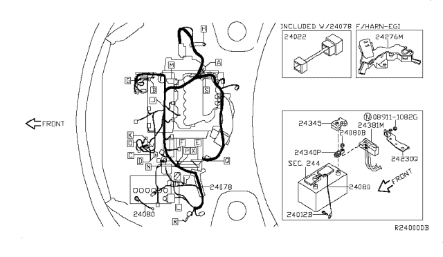 2006 Nissan Quest Harness Assembly-EGI Diagram for 24011-ZF00A