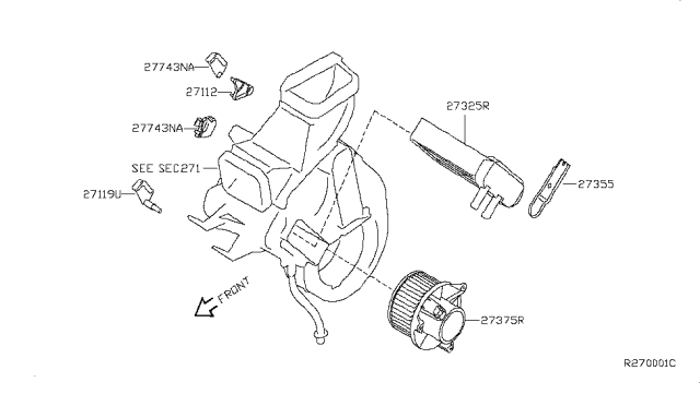 2007 Nissan Quest Core Assy-Rear Heater Diagram for 27325-ZF00A