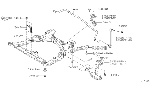 2005 Nissan Quest Link Complete Front Suspension, Lower Lh Diagram for 54501-CK000