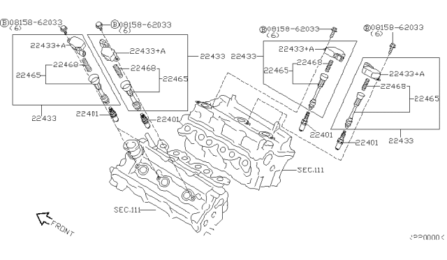 2004 Nissan Quest Ignition Coil Assembly Diagram for 22448-8J115
