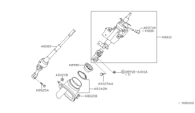 2009 Nissan Quest Joint Assembly-Steering,Lower Diagram for 48080-CK000