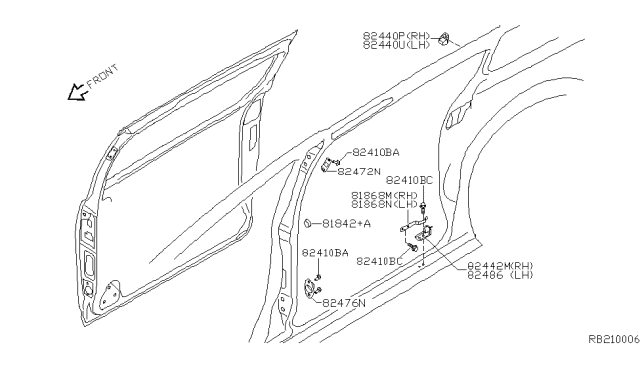 2010 Nissan Quest Checker-Slide Door,RH Diagram for 82430-5Z000