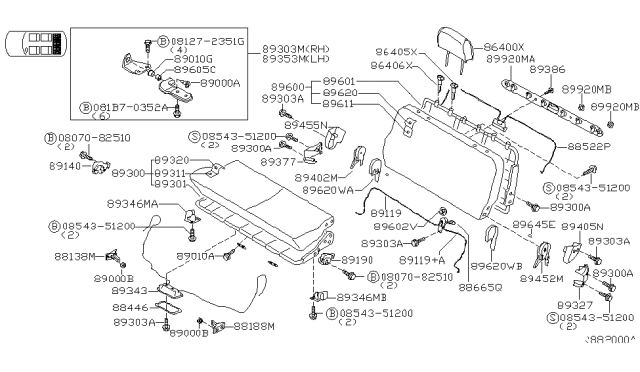 2005 Nissan Quest Cover Lever Assembly Diagram for 88446-5Z002