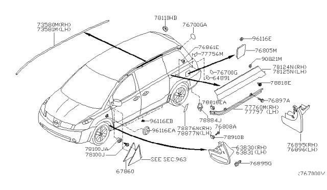 2006 Nissan Quest Body Side Fitting Diagram 3