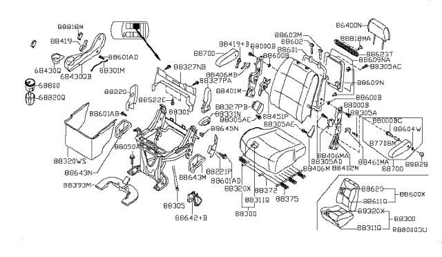 2007 Nissan Quest Pin Diagram for 88619-ZM20B