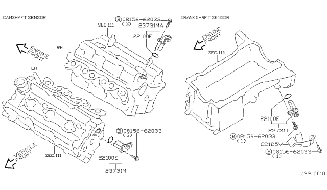 2010 Nissan Quest Crankshaft Position Sensor Diagram for 23731-8Y00A