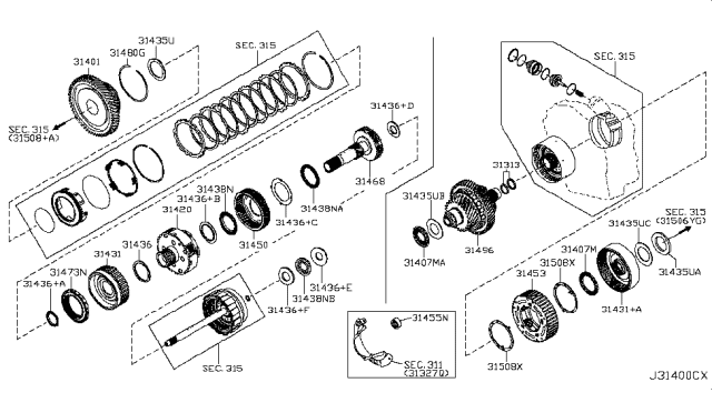 2008 Nissan Quest Bearing - Needle Diagram for 31455-8Y00A