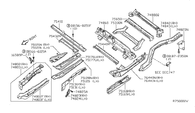 2006 Nissan Quest Rail Assembly-Guide Lower,RH Diagram for 76440-CK030
