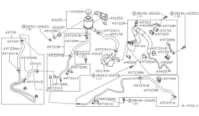 2004 Nissan Quest Bracket-Reservoir Tank Diagram for 49190-CK000