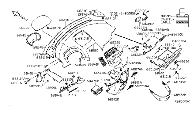 2008 Nissan Quest Lock Assy-Glove Box Lid Diagram for 68630-ZM70A