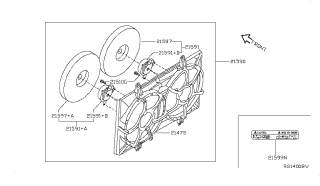2009 Nissan Quest Motor Assy-Fan & Shroud Diagram for 21481-5Z00A