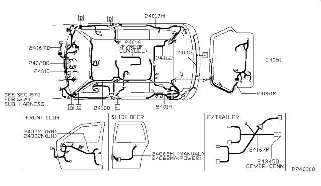 2005 Nissan Quest Harness-Back Door,Sub Diagram for 24027-ZM00B