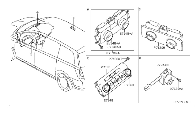 2009 Nissan Quest Control Assembly Diagram for 27500-ZS72B