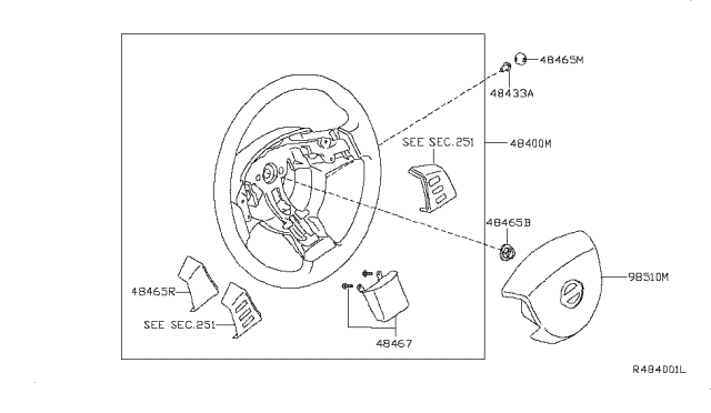 2007 Nissan Quest Steering Wheel Assembly Without Pad Diagram for 48430-ZS70A