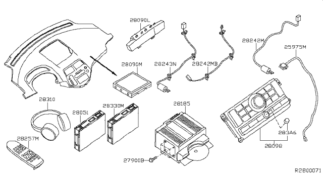 2010 Nissan Quest Switch Assy-Display Diagram for 28098-ZM90A