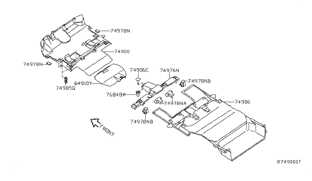 2008 Nissan Quest Spacer-Front Floor Diagram for 74976-CK010
