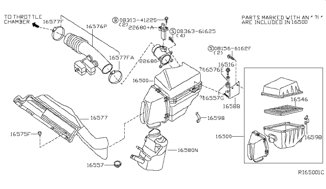 2005 Nissan Quest Bracket-Resonator Diagram for 16588-CK000