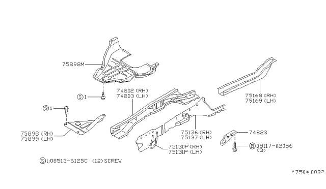 1986 Nissan 200SX Member & Fitting Diagram