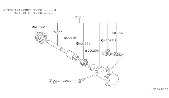 1988 Nissan 200SX Cylinder Slave Diagram for 30620-R6401
