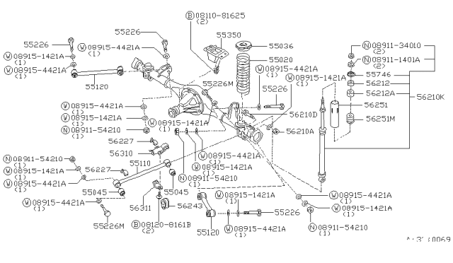 1985 Nissan 200SX STABILIZER Support Diagram for 56310-S5400
