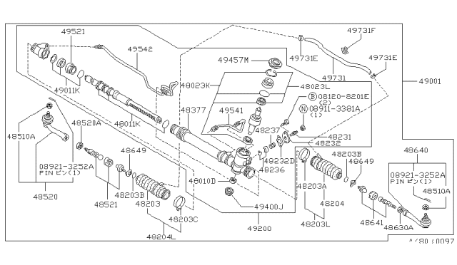 1987 Nissan 200SX Socket Assy-Side Rod,Outer LH Diagram for 48640-01F25