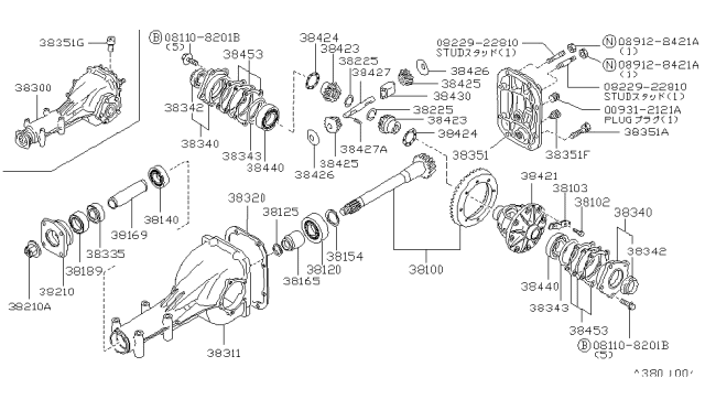 1987 Nissan 200SX Final Drive Assembly Diagram for 38300-53A12