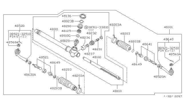 1985 Nissan 200SX Gear Assembly Steer Diagram for 48010-06F00