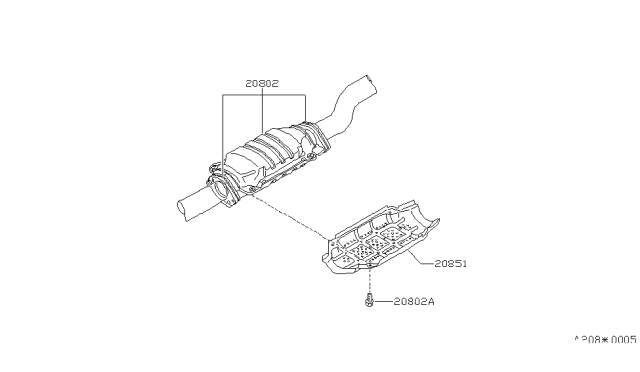 1987 Nissan 200SX Three Way Catalytic Converter With Shelter Diagram for 20802-V8027
