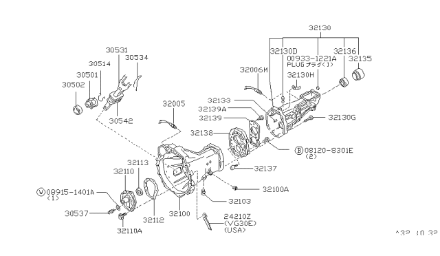 1986 Nissan 200SX Plate-Adapter Diagram for 32138-55S11