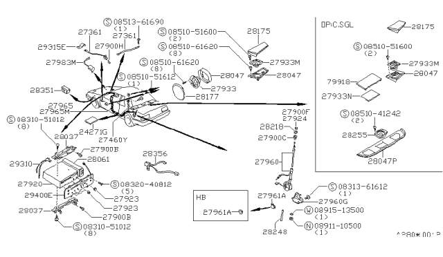 1987 Nissan 200SX Escutcheon-Component Diagram for 28041-30F00