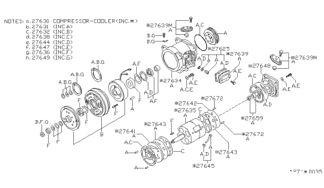1986 Nissan 200SX Compressor Assembly Diagram for 92600-32F01