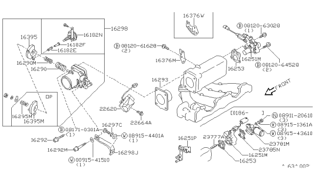 1987 Nissan 200SX Sensor Assembly Accelerator Diagram for 22620-V7000