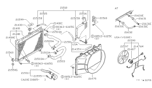 1986 Nissan 200SX SHROUD Assembly Diagram for 21475-05F01