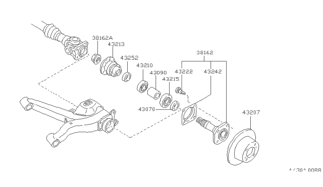 1987 Nissan 200SX Bearing Rear Axle Diagram for 43215-F6100