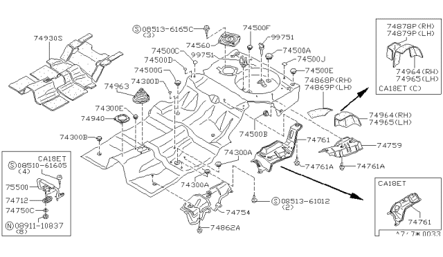 1985 Nissan 200SX Floor Fitting Diagram