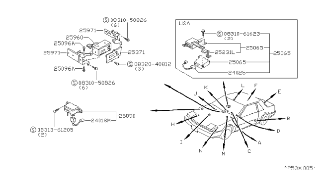 1988 Nissan 200SX Harness-Adaptor Diagram for 28591-07F02
