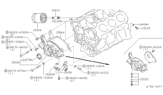 1988 Nissan 200SX Oil Strainer Diagram for 15050-V5201