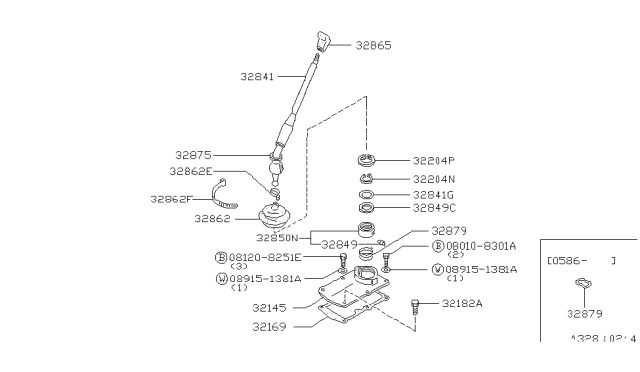 1987 Nissan 200SX Plate Guide Shift Lever Diagram for 32515-B4800