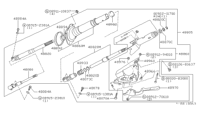 1986 Nissan 200SX Joint Assembly-Steering Lower Diagram for 48080-32F00